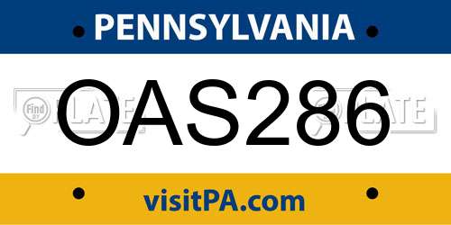 OAS286 Pennsylvania License Plate