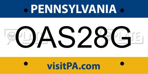 OAS28G Pennsylvania License Plate