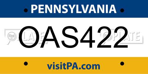 OAS422 Pennsylvania License Plate