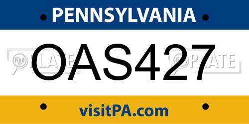 OAS427 Pennsylvania License Plate