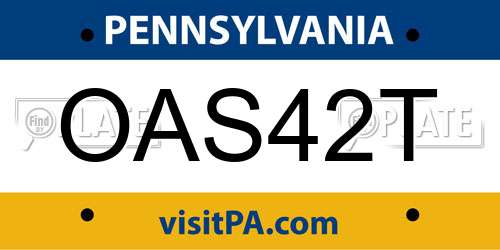 OAS42T Pennsylvania License Plate