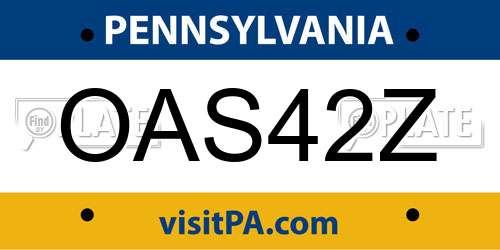 OAS42Z Pennsylvania License Plate