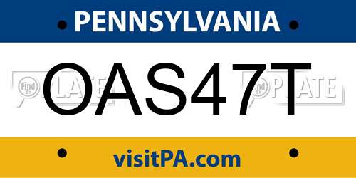 OAS47T Pennsylvania License Plate