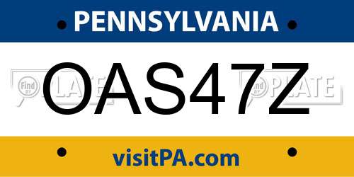 OAS47Z Pennsylvania License Plate