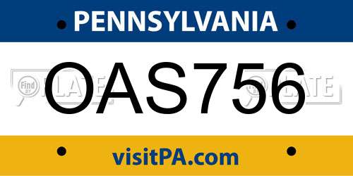 OAS756 Pennsylvania License Plate