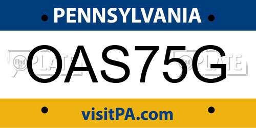 OAS75G Pennsylvania License Plate