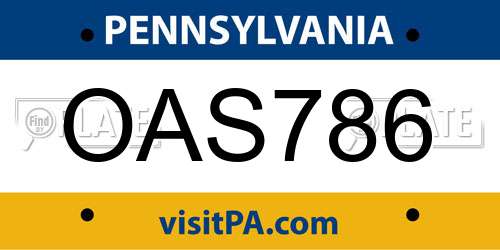 OAS786 Pennsylvania License Plate