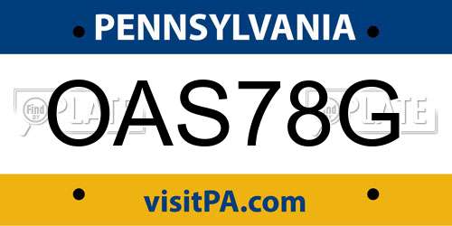 OAS78G Pennsylvania License Plate