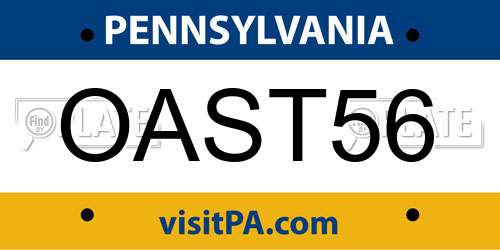 OAST56 Pennsylvania License Plate