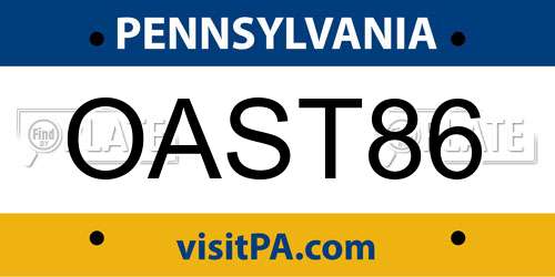 OAST86 Pennsylvania License Plate