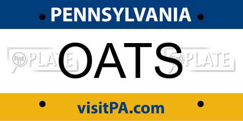 OATS Pennsylvania License Plate