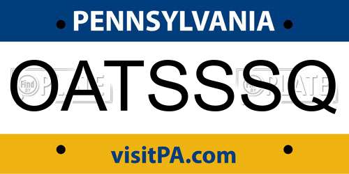 OATSSSQ Pennsylvania License Plate