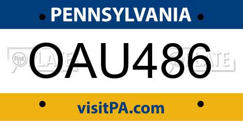 OAU486 Pennsylvania License Plate