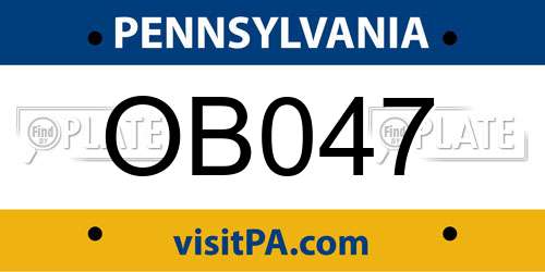 OB047 Pennsylvania License Plate