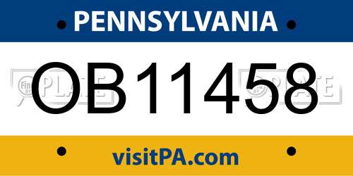 OB11458 Pennsylvania License Plate