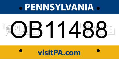 OB11488 Pennsylvania License Plate