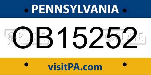 OB15252 Pennsylvania License Plate