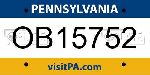 OB15752 Pennsylvania License Plate