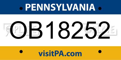 OB18252 Pennsylvania License Plate