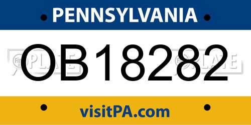 OB18282 Pennsylvania License Plate