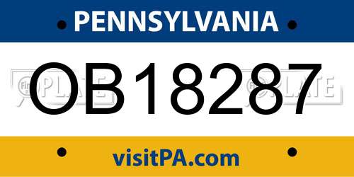 OB18287 Pennsylvania License Plate