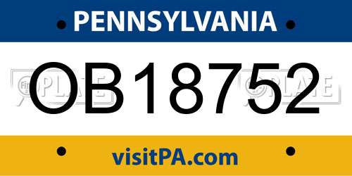 OB18752 Pennsylvania License Plate