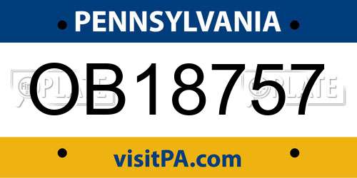 OB18757 Pennsylvania License Plate
