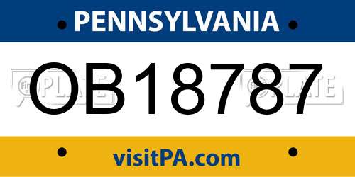 OB18787 Pennsylvania License Plate