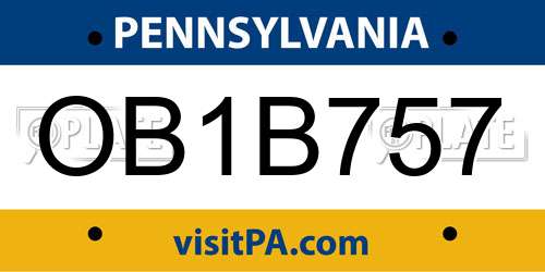 OB1B757 Pennsylvania License Plate