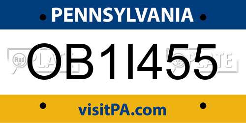 OB1I455 Pennsylvania License Plate