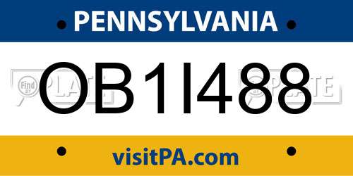 OB1I488 Pennsylvania License Plate
