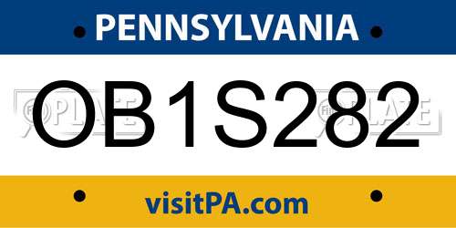 OB1S282 Pennsylvania License Plate