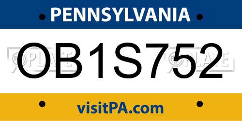 OB1S752 Pennsylvania License Plate