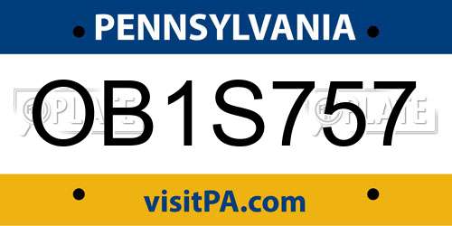 OB1S757 Pennsylvania License Plate