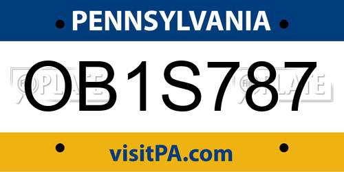 OB1S787 Pennsylvania License Plate
