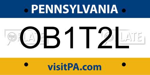 OB1T2L Pennsylvania License Plate