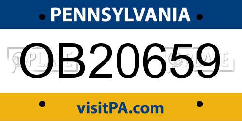 OB20659 Pennsylvania License Plate
