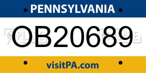 OB20689 Pennsylvania License Plate