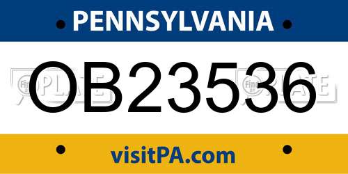 OB23536 Pennsylvania License Plate