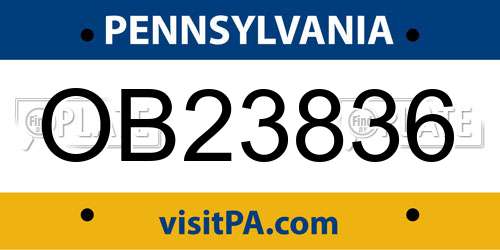 OB23836 Pennsylvania License Plate