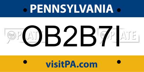 OB2B7I Pennsylvania License Plate