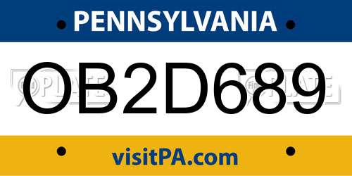OB2D689 Pennsylvania License Plate
