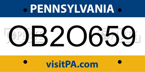 OB2O659 Pennsylvania License Plate