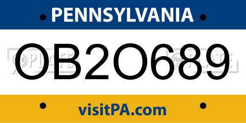 OB2O689 Pennsylvania License Plate