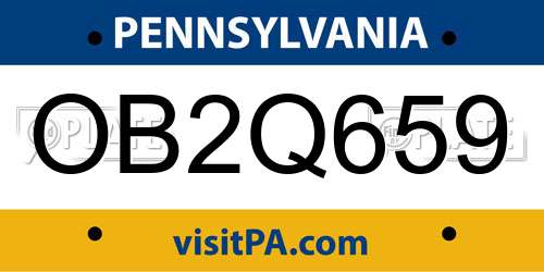 OB2Q659 Pennsylvania License Plate