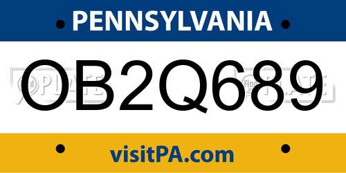 OB2Q689 Pennsylvania License Plate