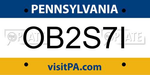 OB2S7I Pennsylvania License Plate