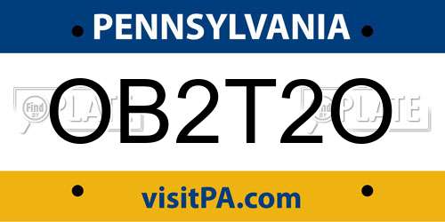 OB2T2O Pennsylvania License Plate
