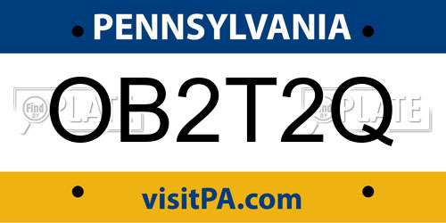 OB2T2Q Pennsylvania License Plate