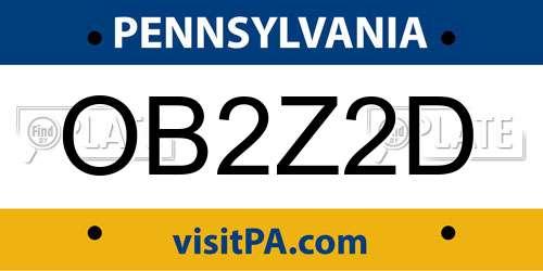 OB2Z2D Pennsylvania License Plate